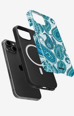 iPhone 14 Plus Tough Case – Turquoise Paisley - View 2