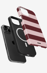 iPhone 14 Plus Tough Case – Cranberry Stripe - View 2