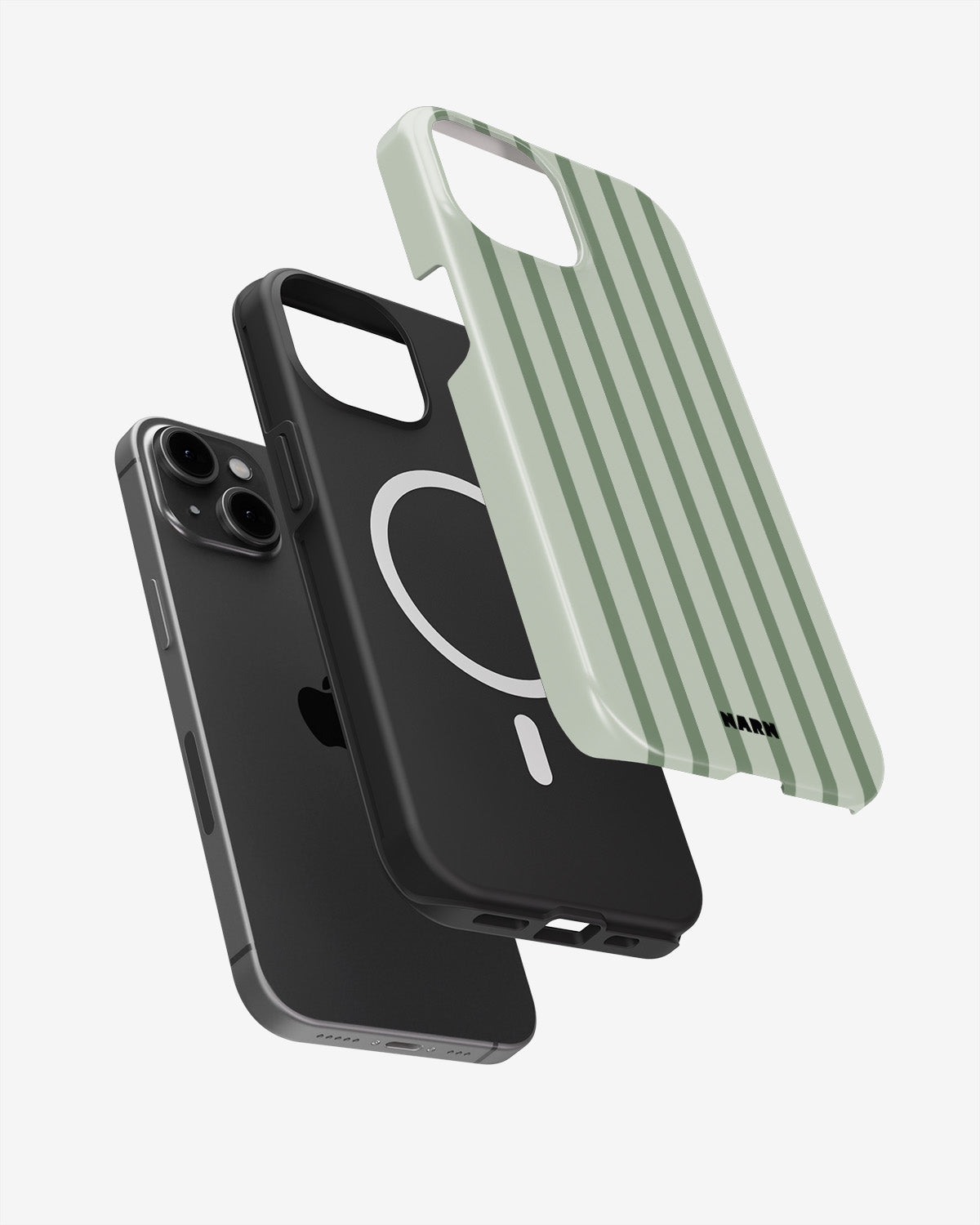 iPhone 14 Plus Tough Case – Sage Stripes - View 2