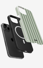 iPhone 14 Plus Tough Case – Sage Stripes - View 2