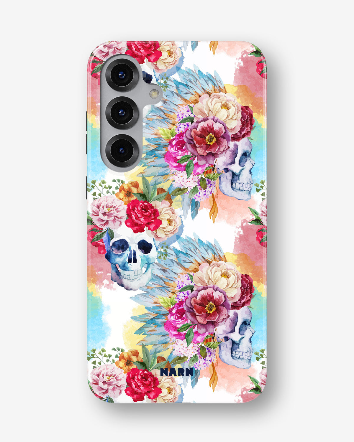 Samsung Galaxy S24 FE Tough Case – Flowered Skulls - View 1
