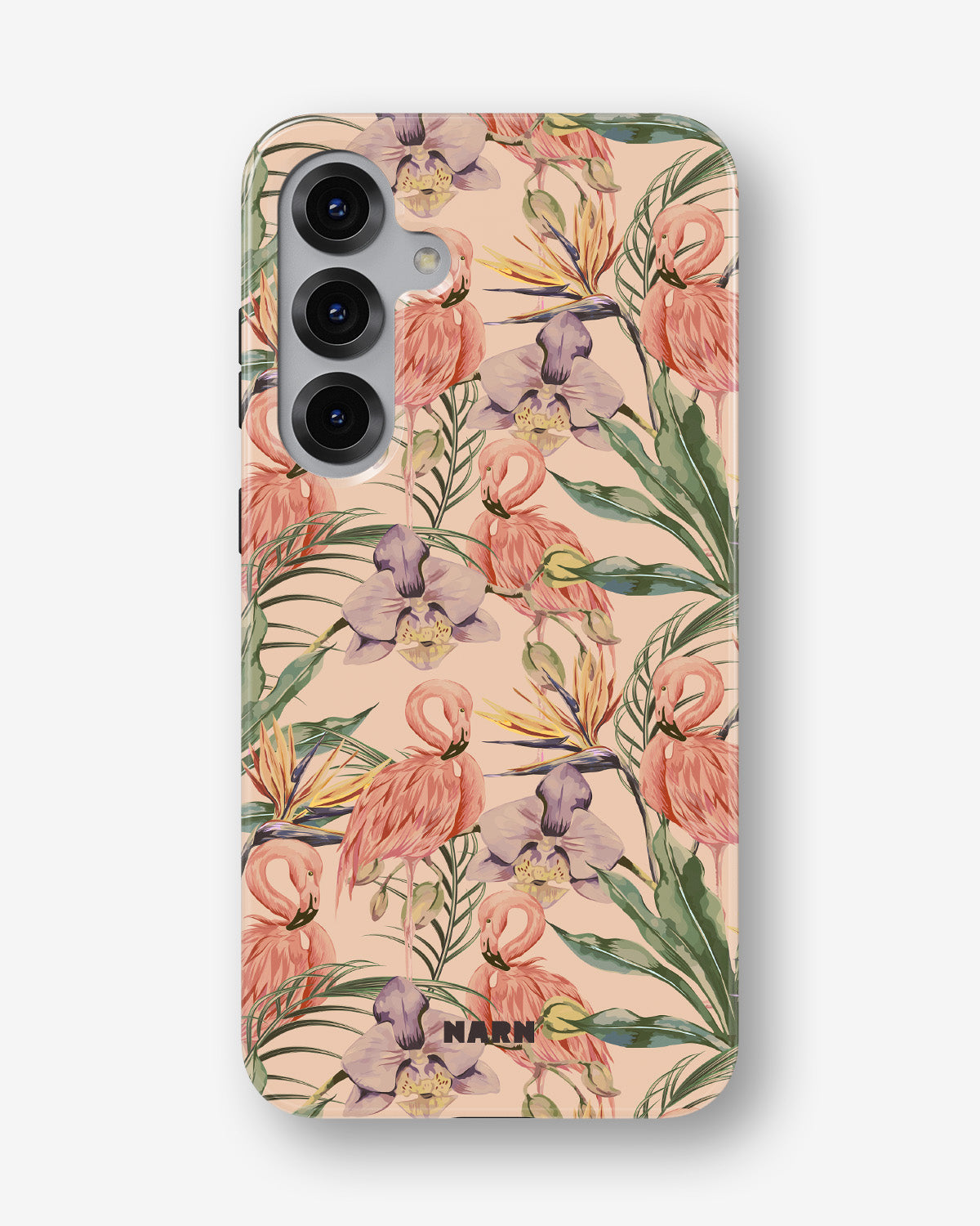 Samsung Galaxy S24 FE Tough Case – Flamingos & Flowers - View 1