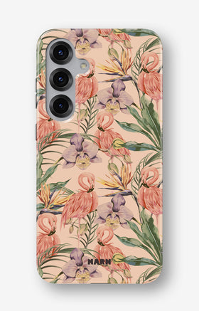 Samsung Galaxy S24 FE Tough Case – Flamingos & Flowers - View 1
