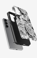 Samsung Galaxy S24 FE Tough Case – Black & White Bloom - View 2
