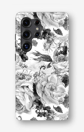Samsung Galaxy S24 Ultra Tough Case – Black & White Bloom - View 1