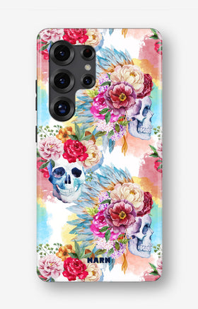 Samsung Galaxy S24 Ultra Tough Case – Flowered Skulls - View 1