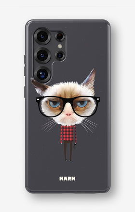 Samsung Galaxy S24 Ultra Tough Case – Hipster Cat - View 1