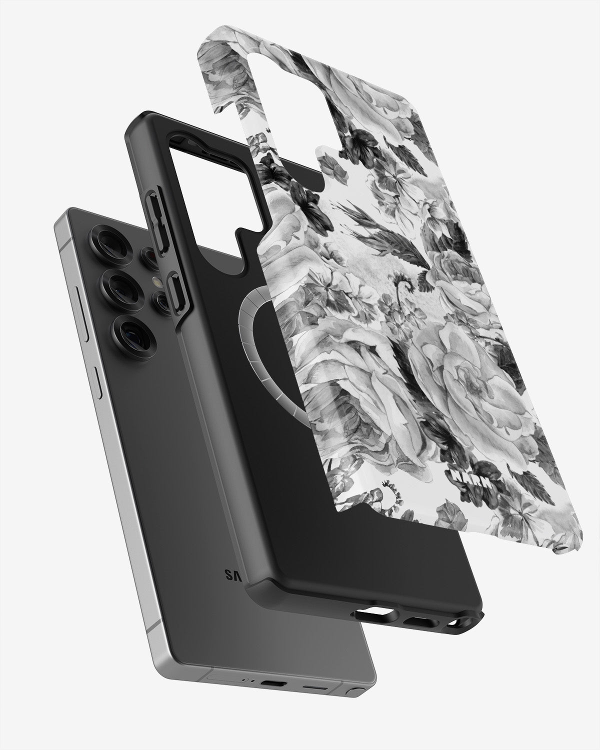 Samsung Galaxy S24 Ultra Tough Case – Black & White Bloom - View 2