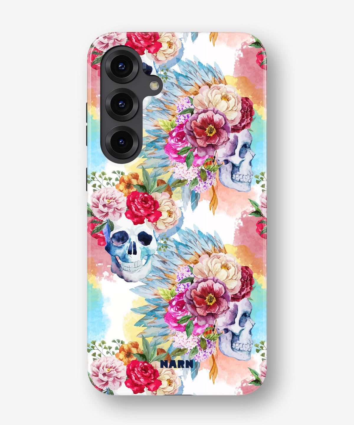 Samsung Galaxy S24 Plus Tough Case – Flowered Skulls - View 1