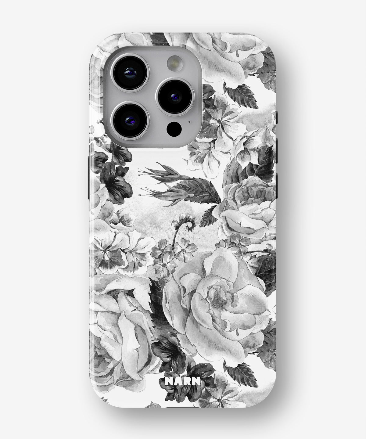 iPhone 12 Pro Max Tough Case – Black & White Bloom - View 1