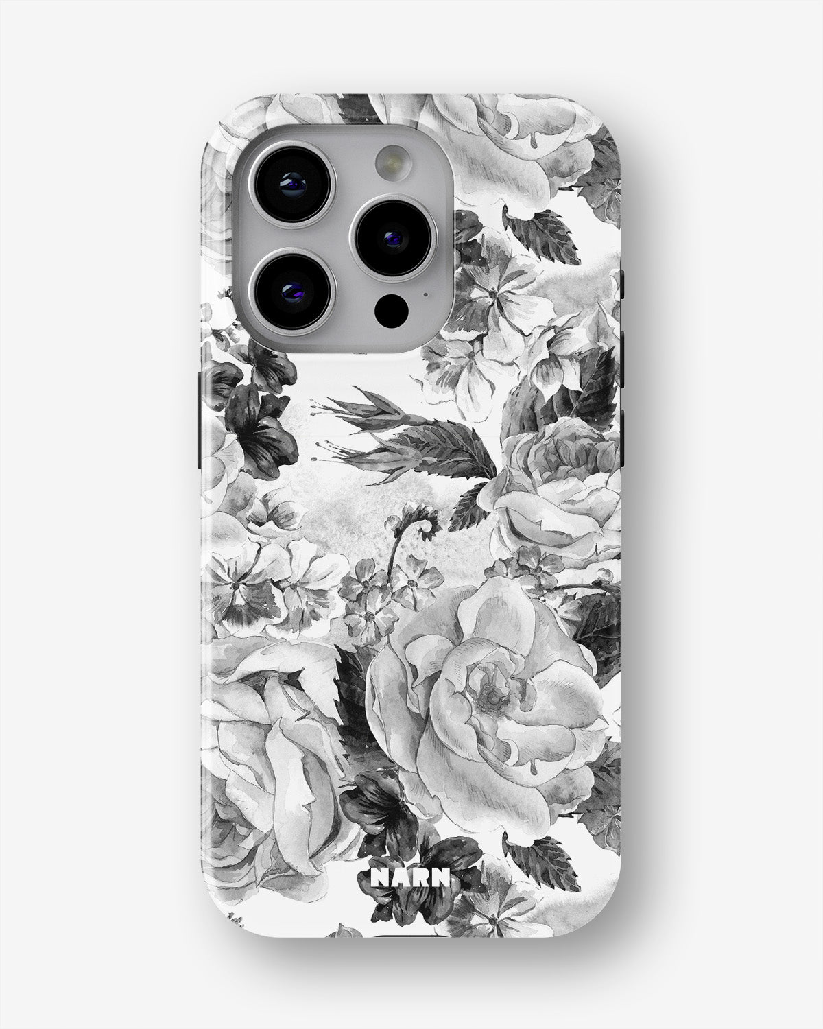 iPhone 12 Pro Max Tough Case – Black & White Bloom - View 1