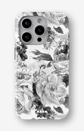 iPhone 12 Pro Max Tough Case – Black & White Bloom - View 1