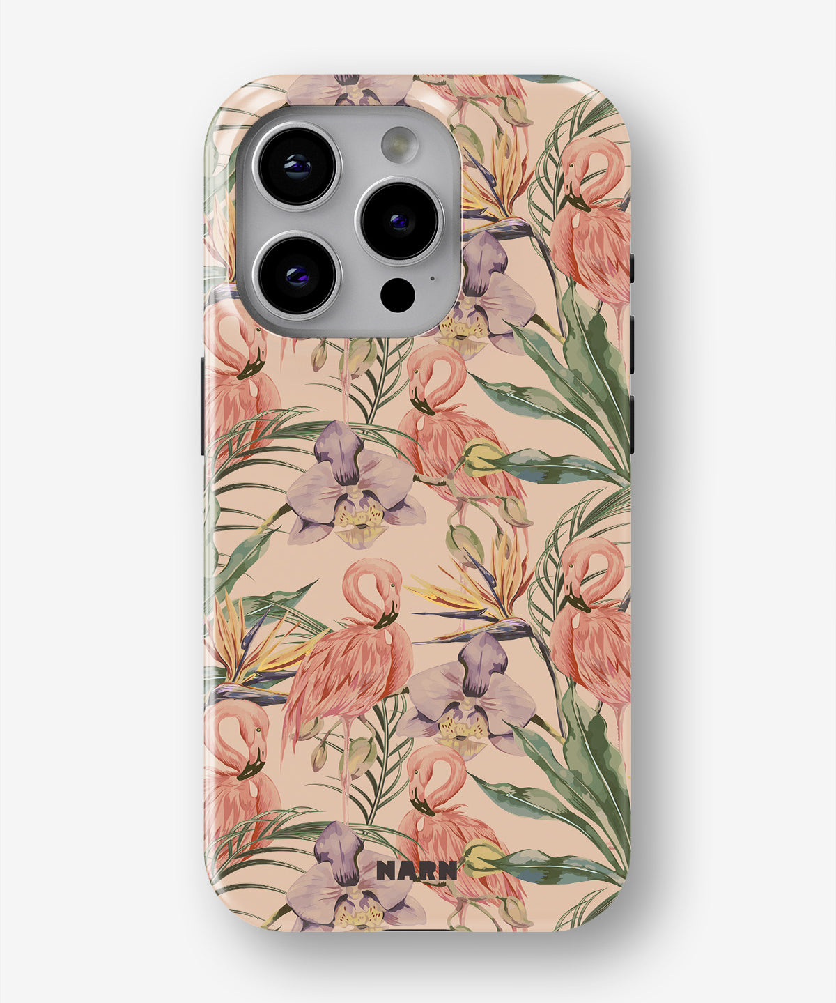 iPhone 12 Pro Max Tough Case – Flamingos & Flowers - View 1