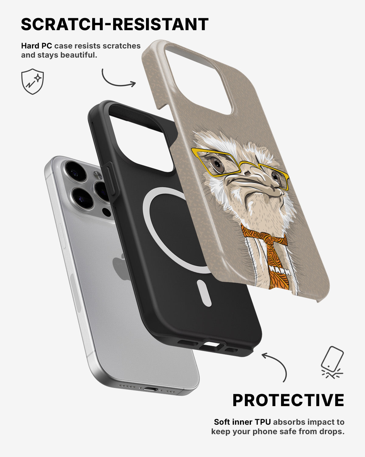 iPhone 12 Pro Max Tough Case – Hipster Ostrich - View 2