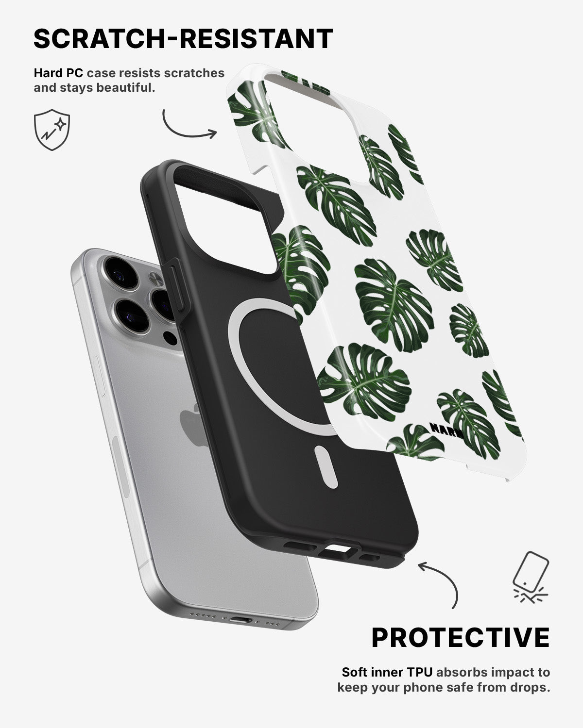 iPhone 12 Pro Max Tough Case – Monstera Pattern - View 2