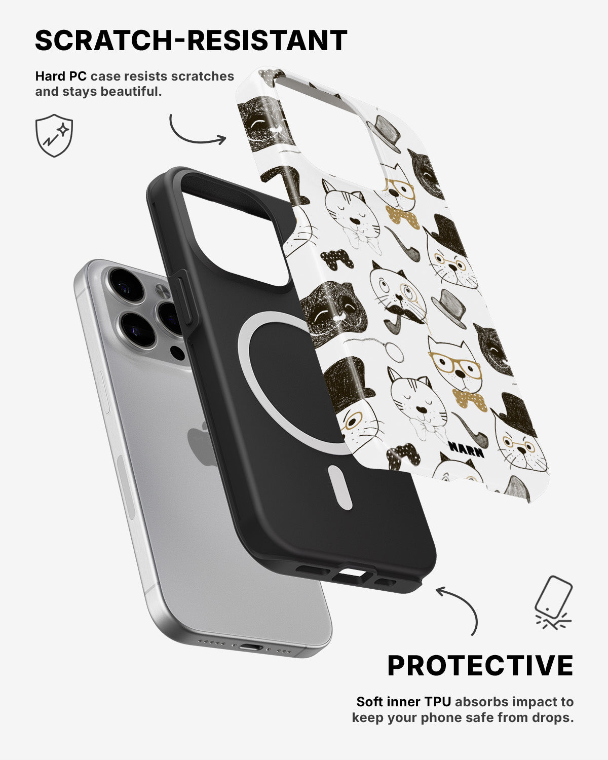 iPhone 12 Pro Max Tough Case – Cartoon Cats - View 2