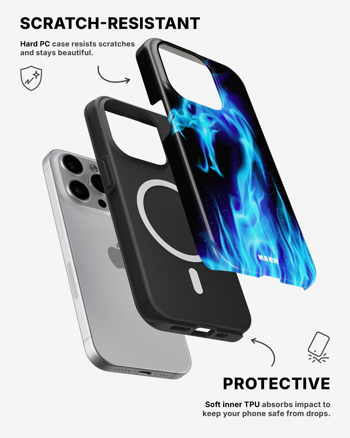 iPhone 12 Pro Max Tough Case – Blue Flames Dragon - View 2