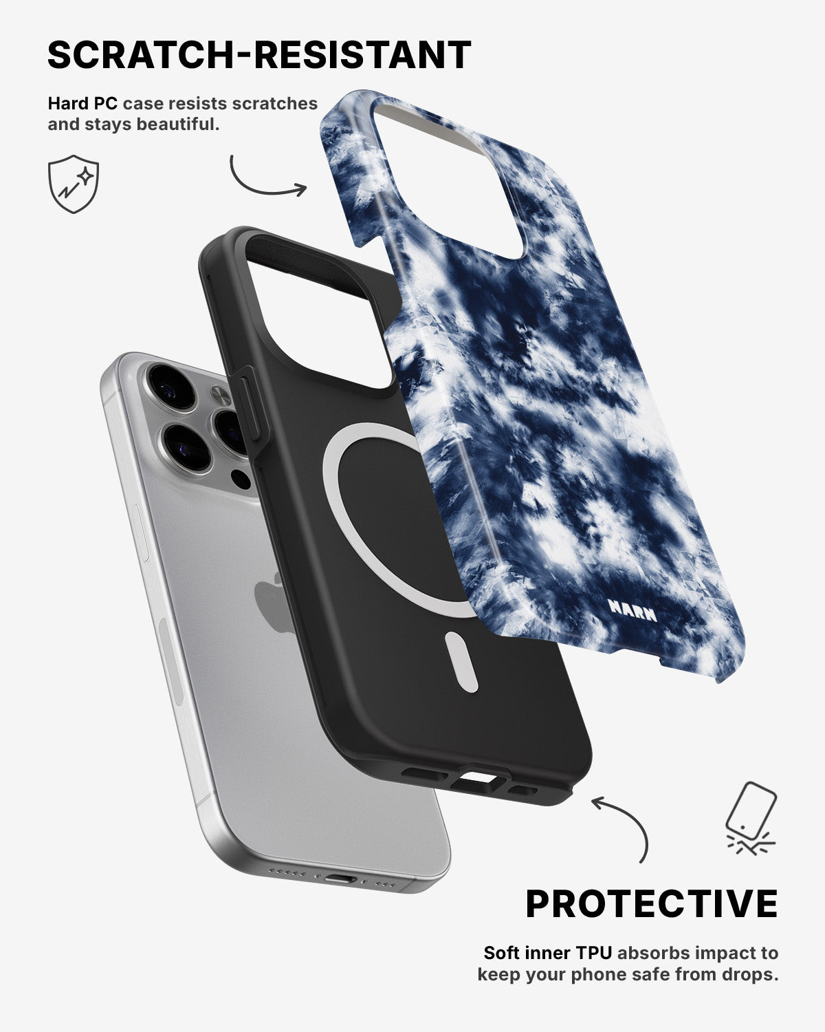 iPhone 12 Pro Max Tough Case – Tie Dye Blue - View 2