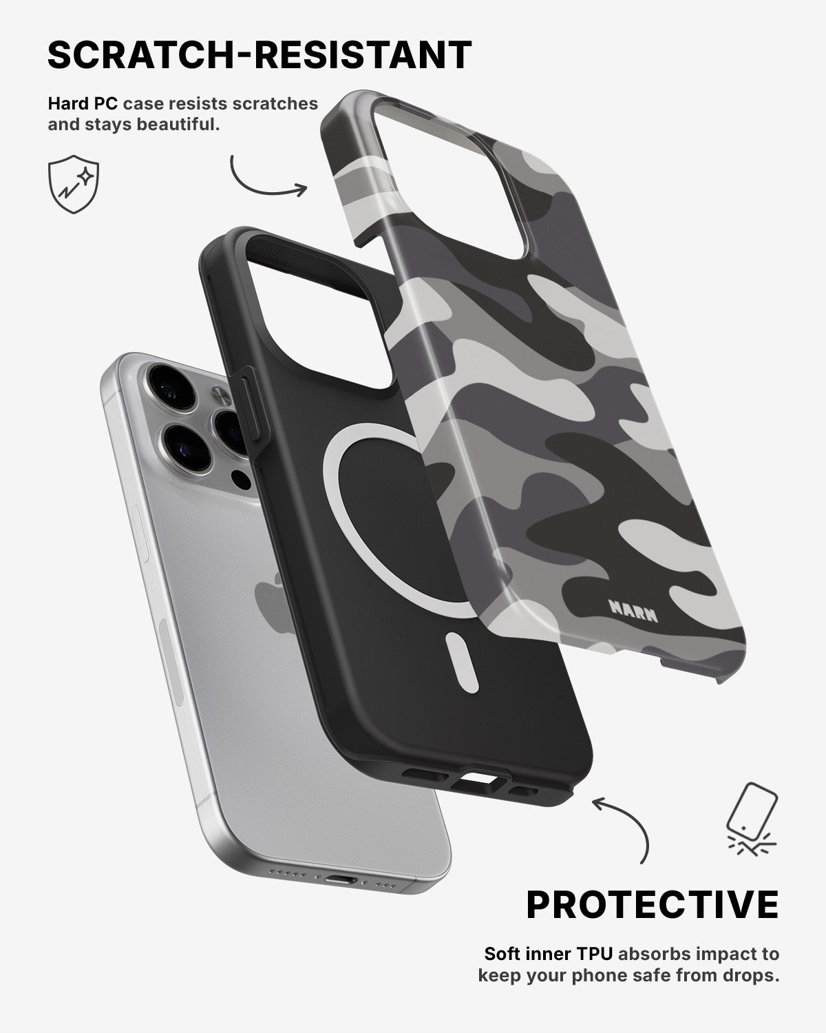 iPhone 12 Pro Max Tough Case – Grey Camo - View 2