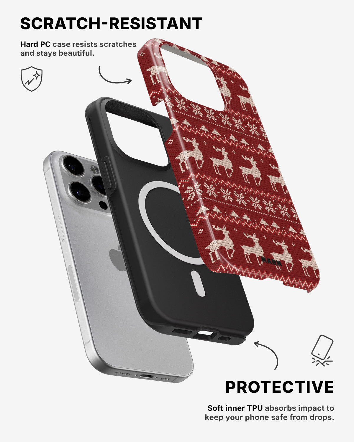 iPhone 12 Pro Max Tough Case – Reindeer Knit - View 2