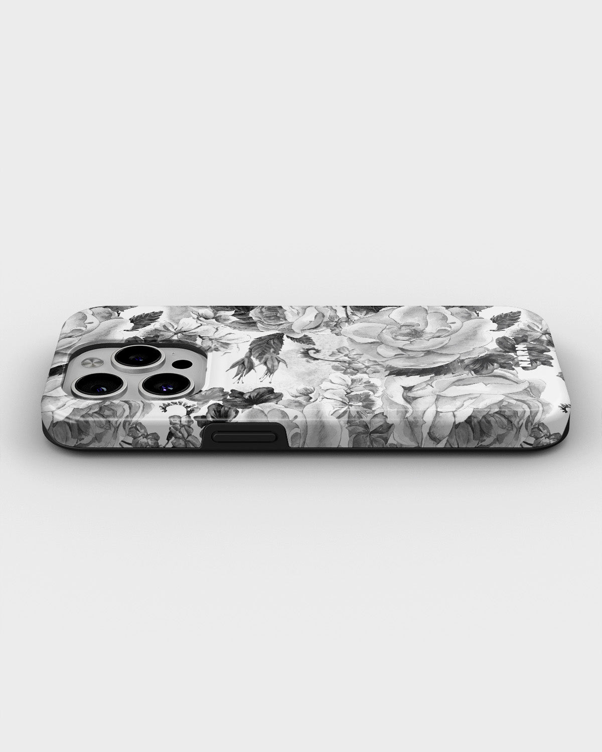 iPhone 12 Pro Max Tough Case – Black & White Bloom - View 3