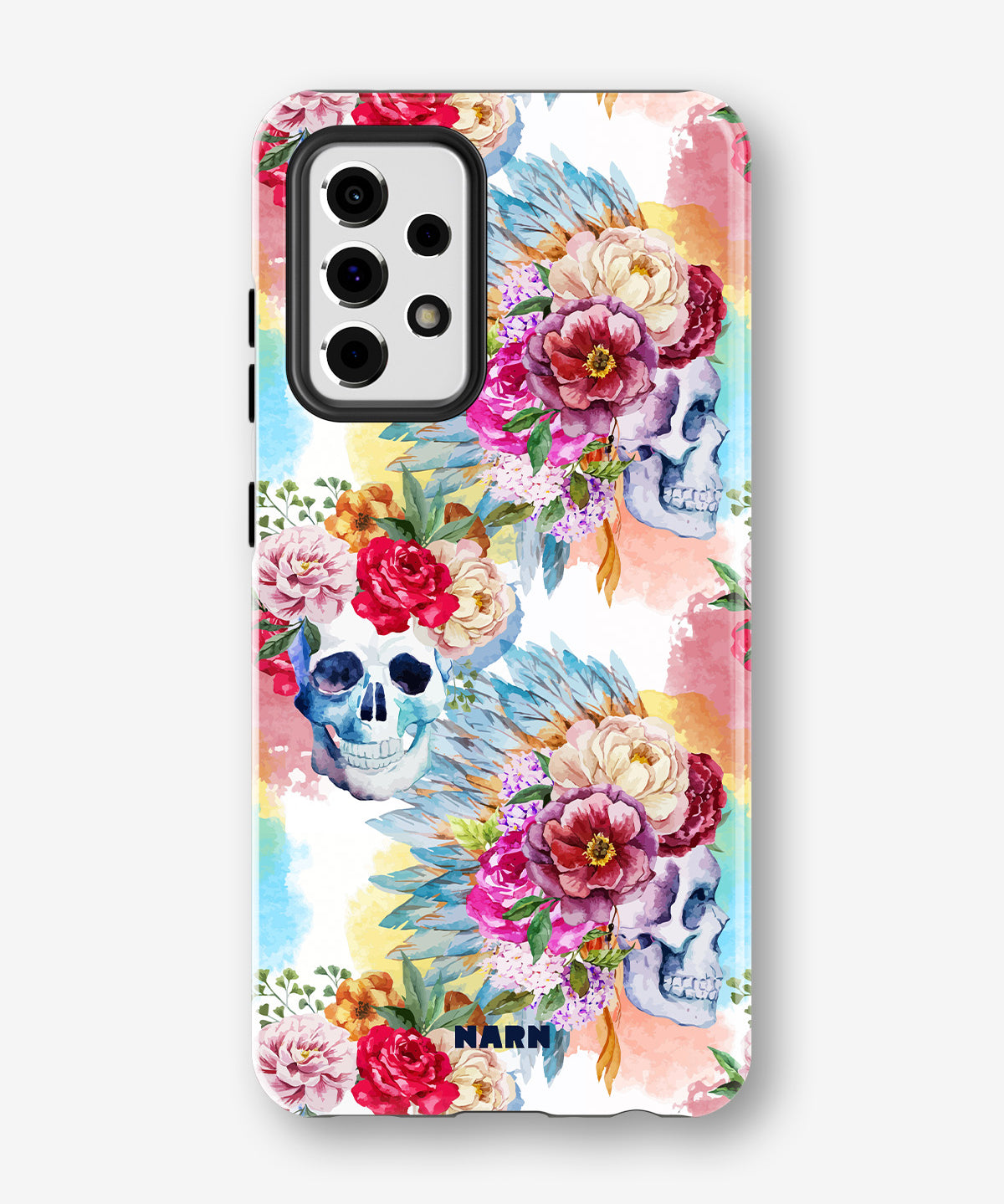 Samsung Galaxy A52 / A52s 5G Tough Case – Flowered Skulls - View 1