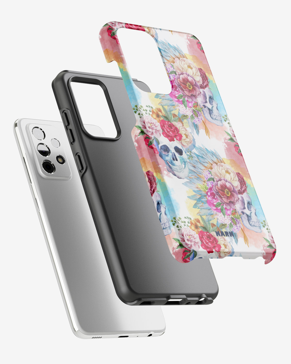 Samsung Galaxy A52 / A52s 5G Tough Case – Flowered Skulls - View 2
