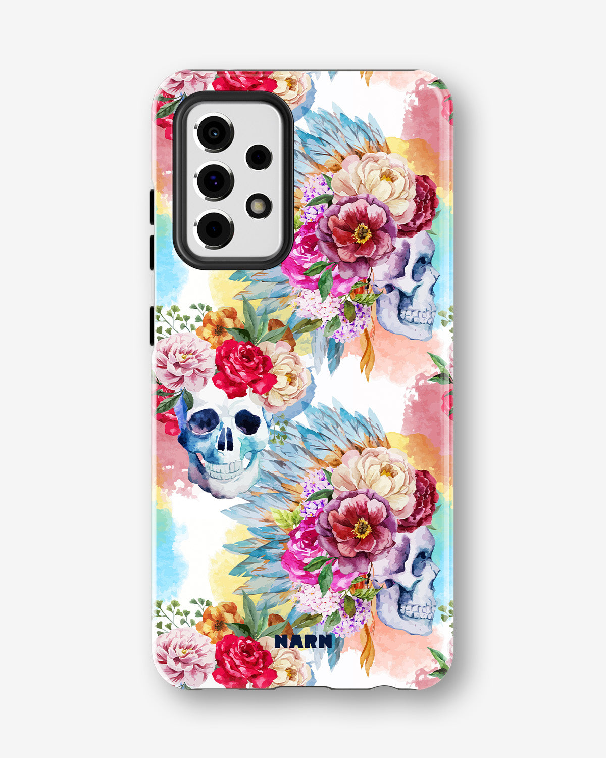 Samsung Galaxy A33 5G Tough Case – Flowered Skulls - View 1