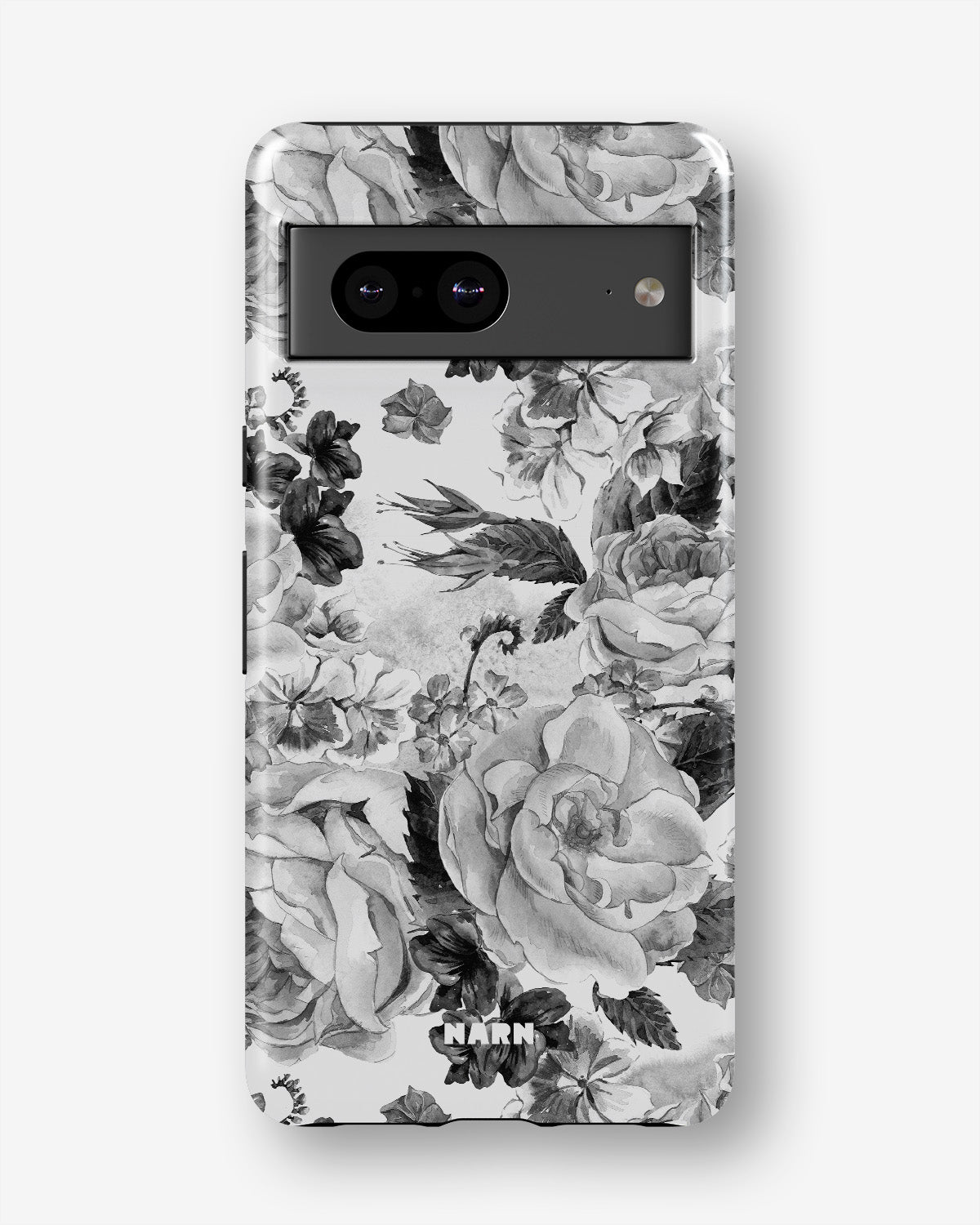 Google Pixel 6a Tough Case – Black & White Bloom - View 1