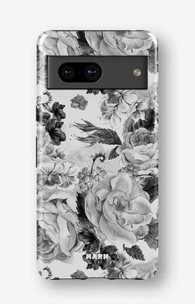 Google Pixel 6a Tough Case – Black & White Bloom - View 1