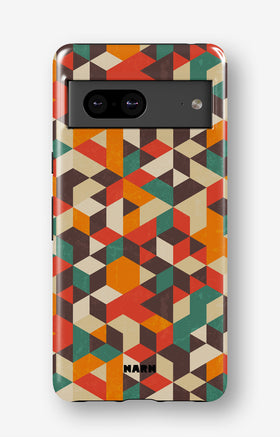 Google Pixel 6a Tough Case – Retro Geometric - View 1