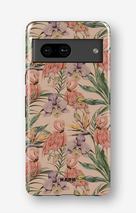 Google Pixel 6a Tough Case – Flamingos & Flowers - View 1