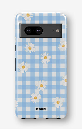 Google Pixel 6a Tough Case – Blue Daisies - View 1
