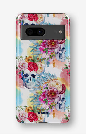 Google Pixel 7 Tough Case – Flowered Skulls - View 1