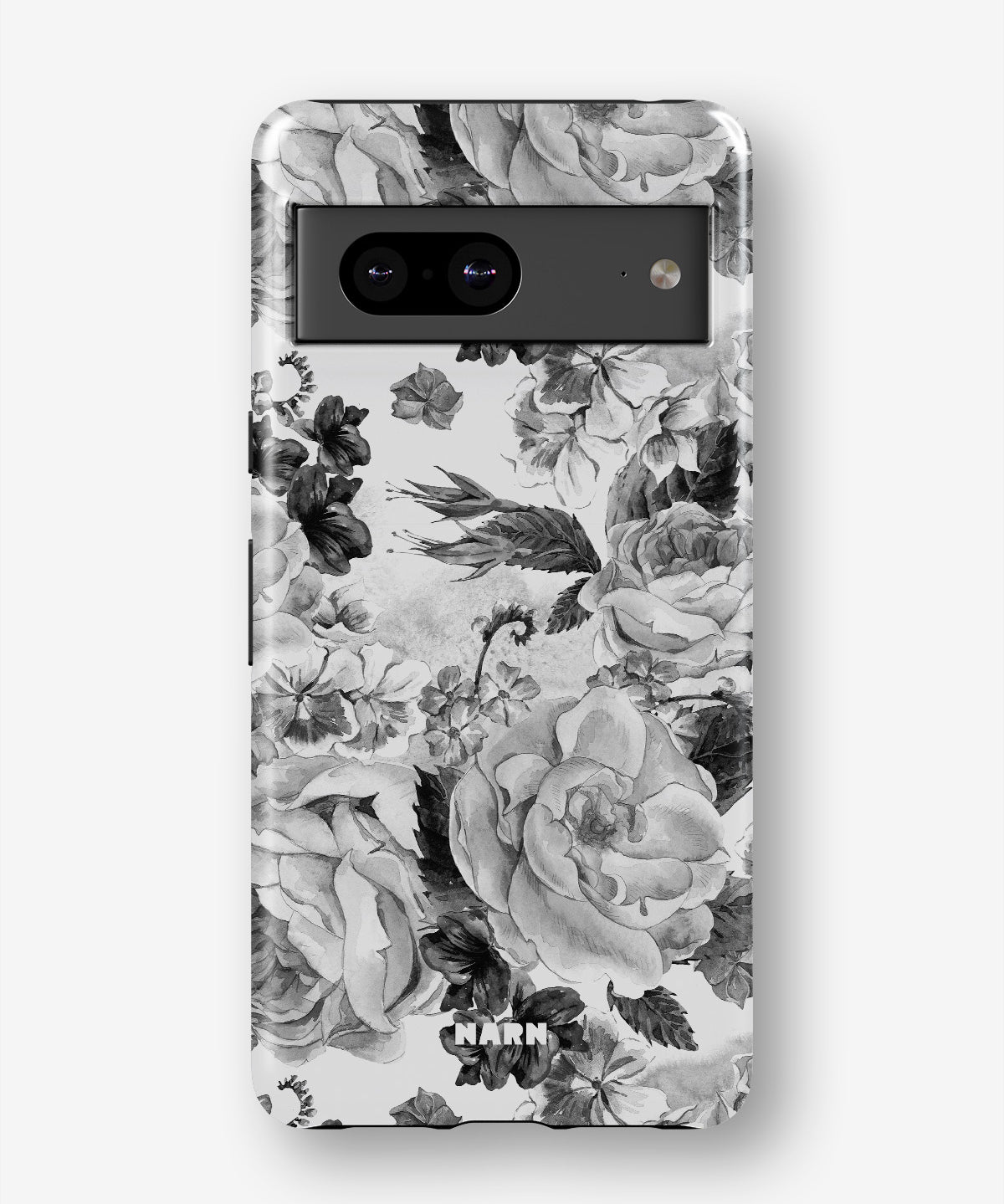 Google Pixel 7a Tough Case – Black & White Bloom - View 1