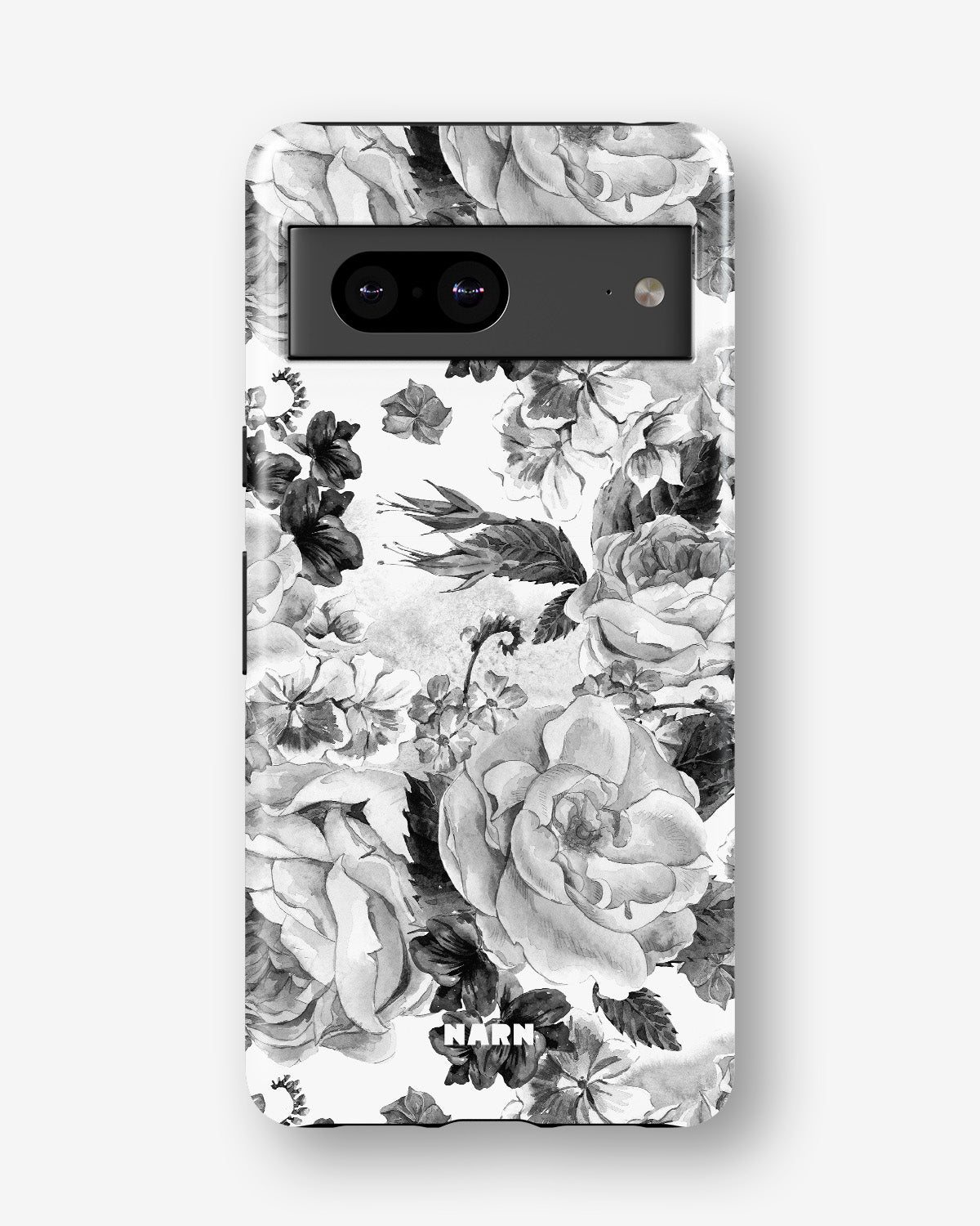 Google Pixel 7a Tough Case – Black & White Bloom - View 1