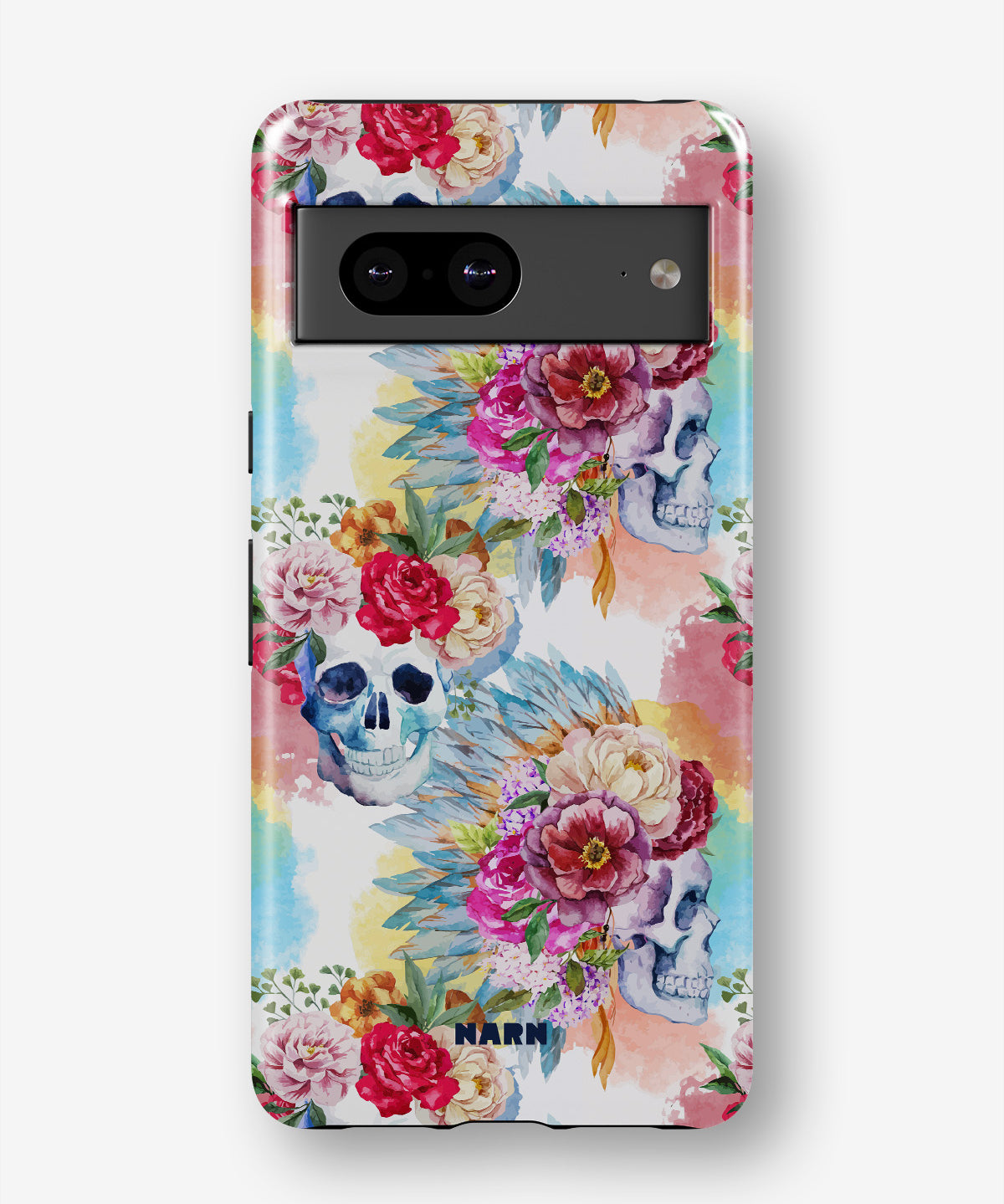 Google Pixel 7a Tough Case – Flowered Skulls - View 1