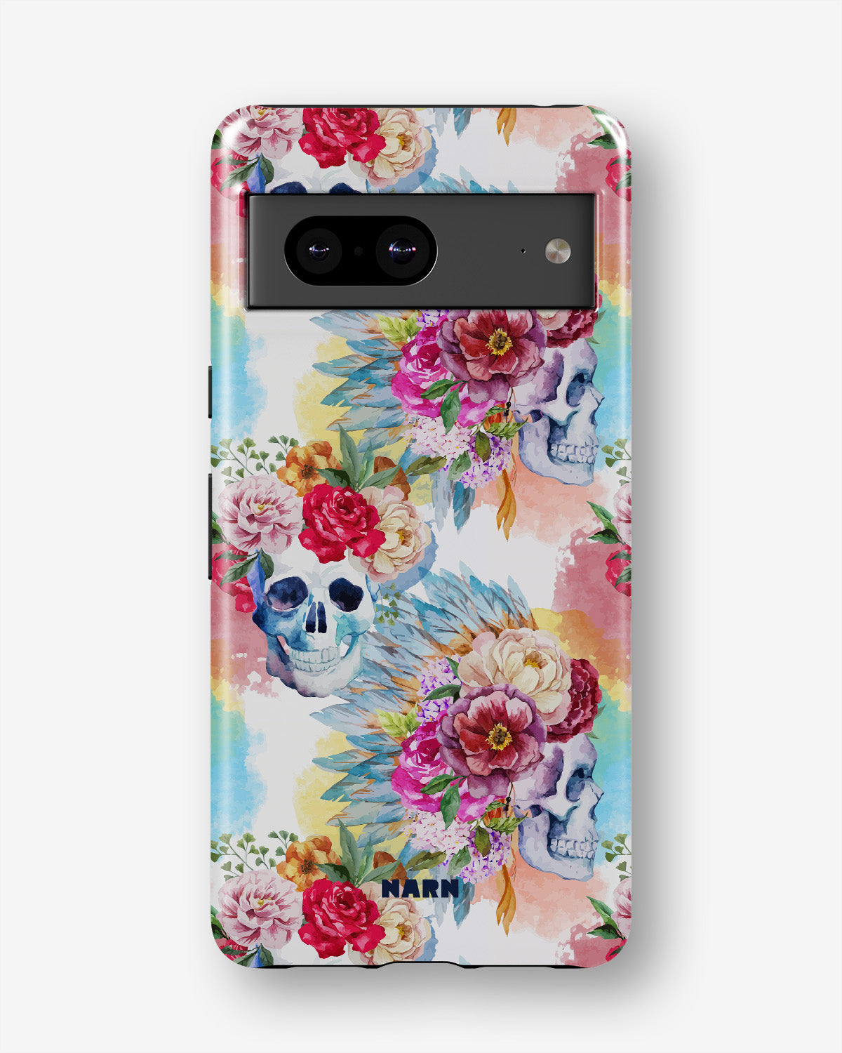 Google Pixel 7a Tough Case – Flowered Skulls - View 1