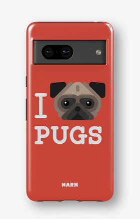 Google Pixel 7a Tough Case – I Love Pugs - View 1