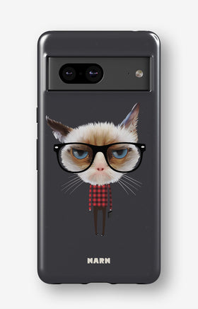 Google Pixel 7a Tough Case – Hipster Cat - View 1