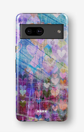 Google Pixel 7a Tough Case – Purple Hearts - View 1
