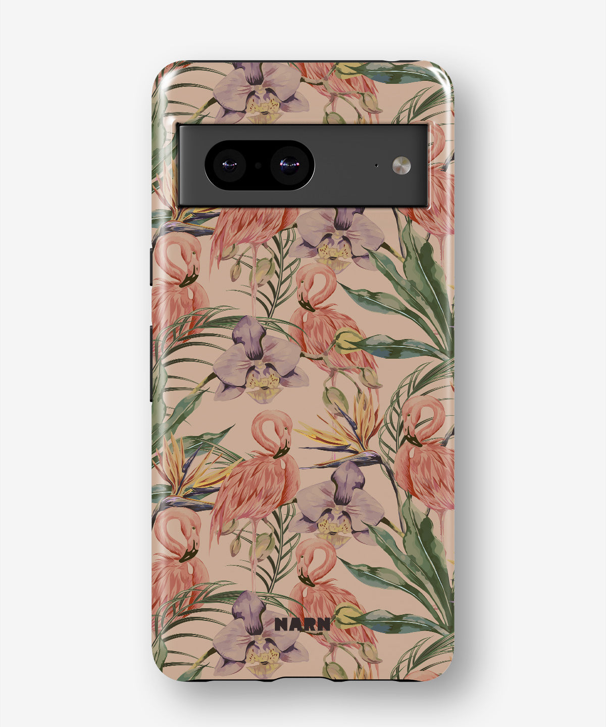 Google Pixel 7a Tough Case – Flamingos & Flowers - View 1