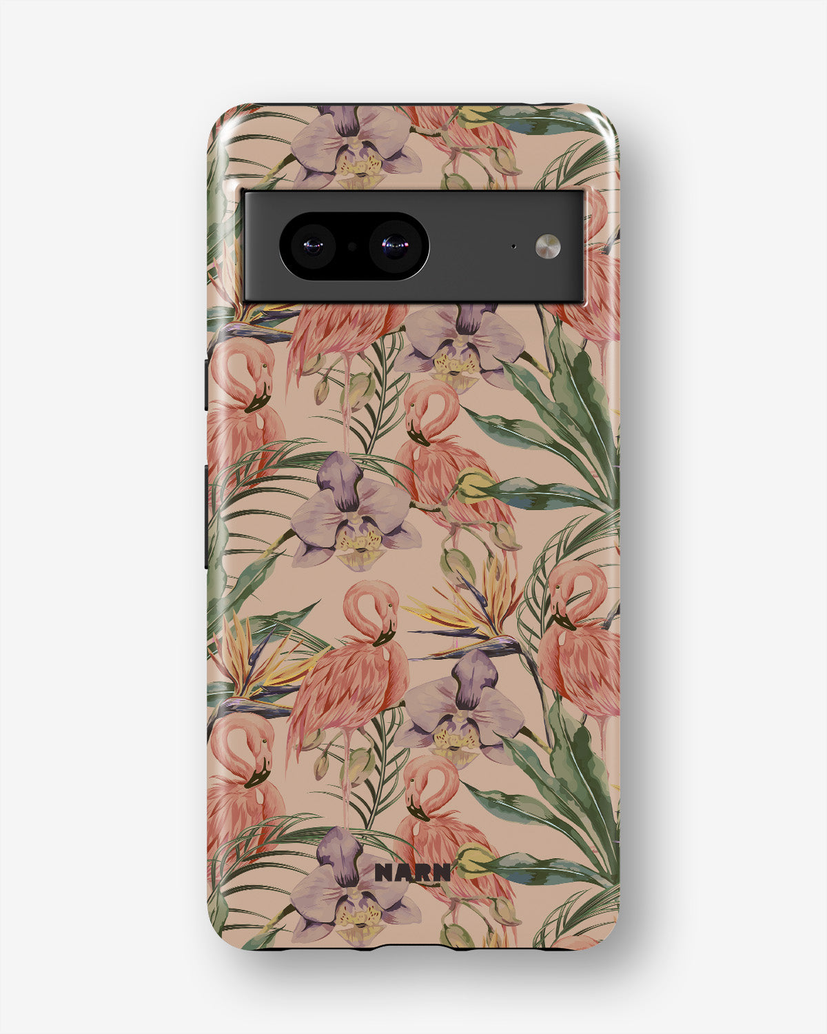 Google Pixel 7a Tough Case – Flamingos & Flowers - View 1