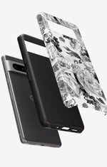 Google Pixel 7a Tough Case – Black & White Bloom - View 2
