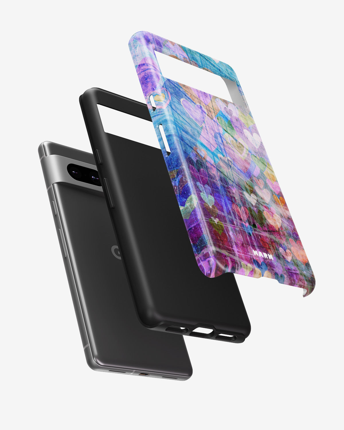 Google Pixel 7a Tough Case – Purple Hearts - View 2