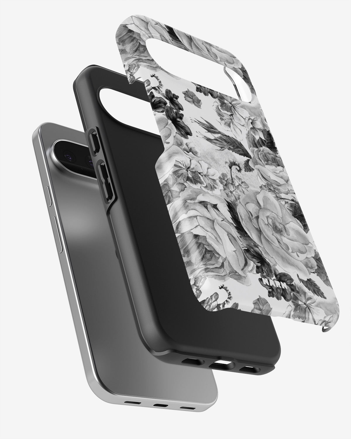Google Pixel 9 Tough Case – Black & White Bloom - View 3