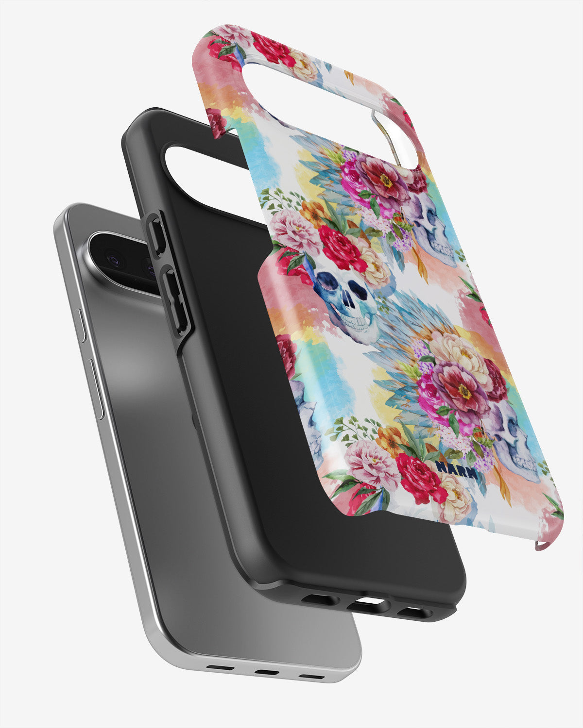 Google Pixel 9 Tough Case – Flowered Skulls - View 3