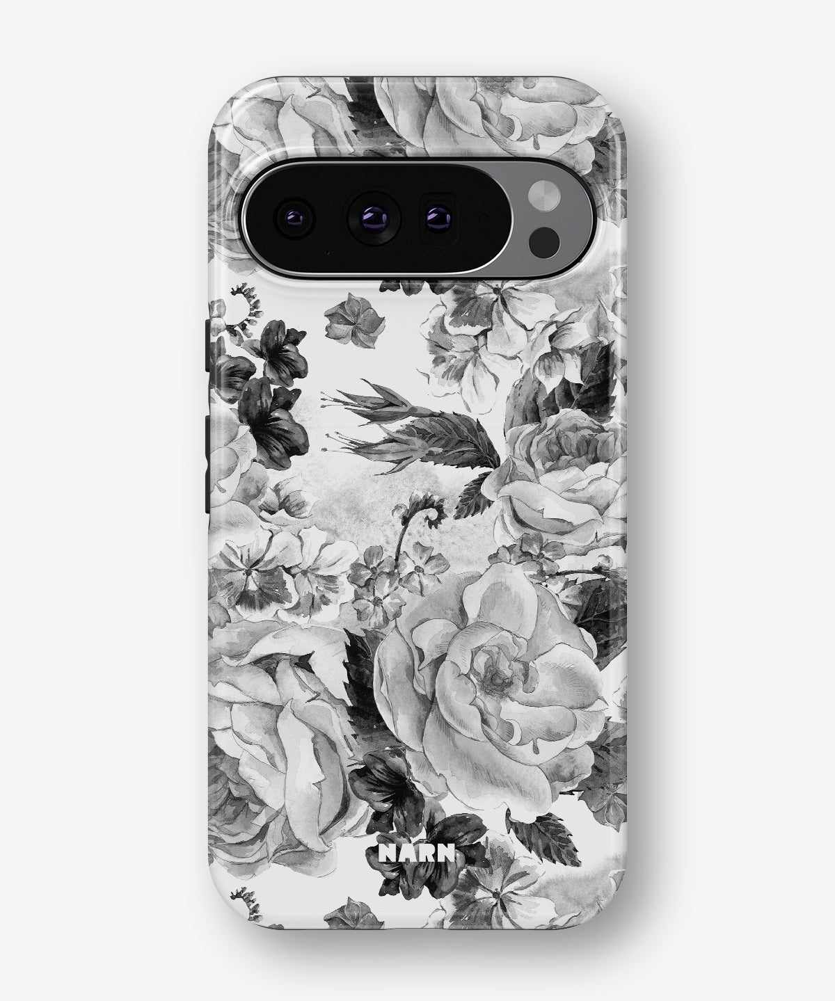 Google Pixel 9 Pro Tough Case – Black & White Bloom - View 1