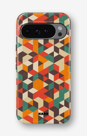 Google Pixel 9 Pro Tough Case – Retro Geometric - View 1