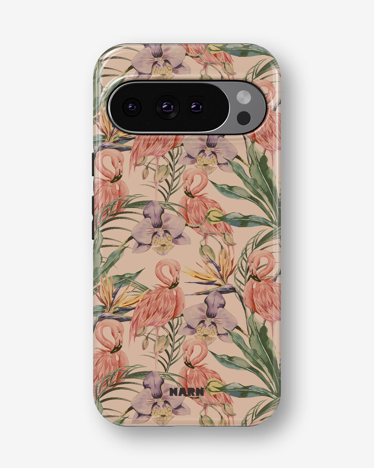 Google Pixel 9 Pro Tough Case – Flamingos & Flowers - View 1